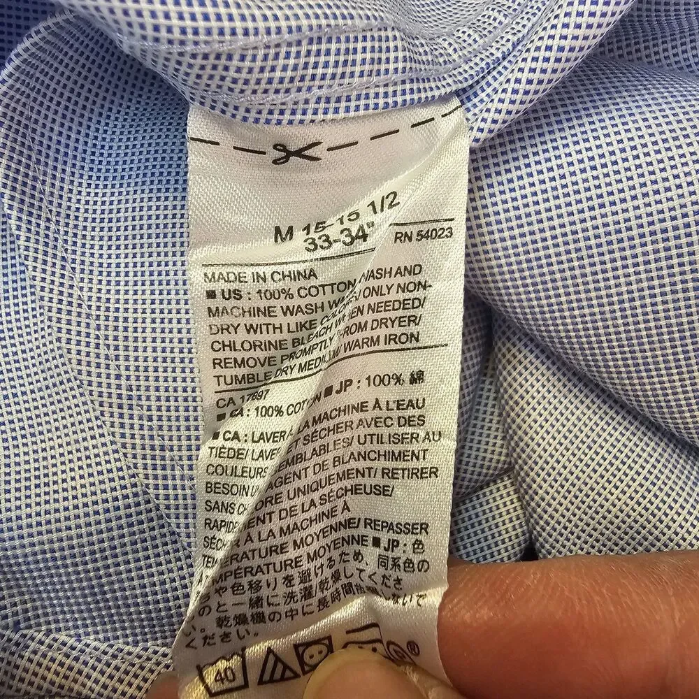 Banana Republic Non-Iron Slim Fit Men's Blue Dress Shirt Button Front Sz M FF771